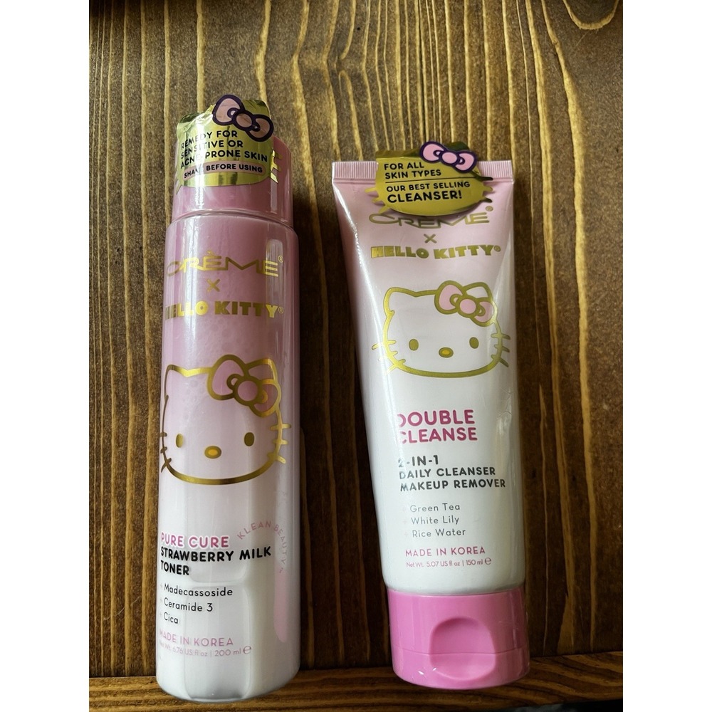 Lot Of 2 The Creme x Hello Kitty 2 in 1 Cleanser Makeup Remover Milk Toner